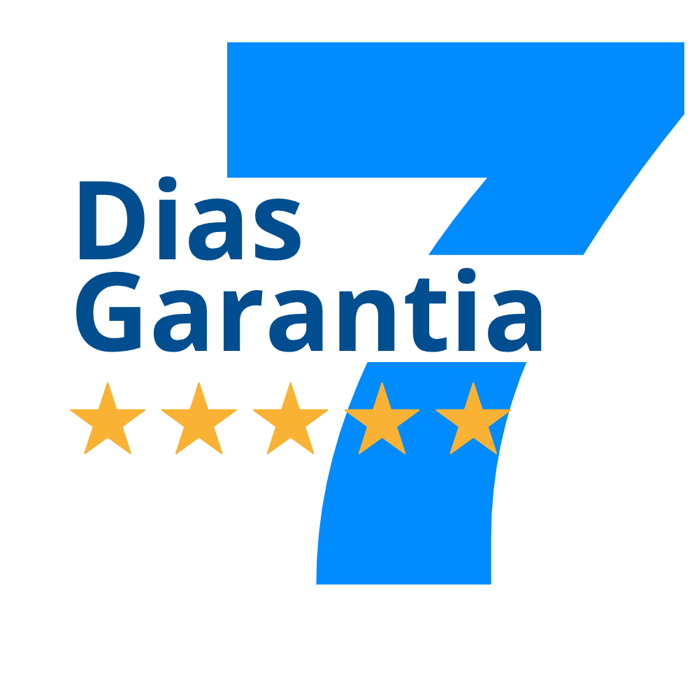 Selo de garantia: 7 dias de garantia, avaliação 5 estrelas